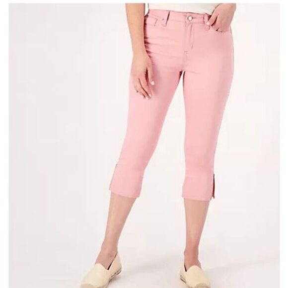 Laurie Felt Women 14 Regular Wave Denim Capris Pockets Zipper Detail Blush NWOT) - Picture 1 of 5